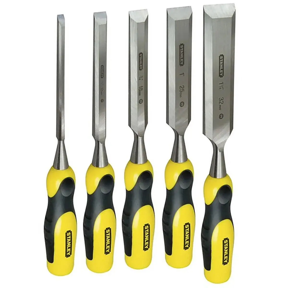 Stanley 2-16-885 Dynagrip Bevel Chisel With Strike Cap Set Of 5 Sta216885 1