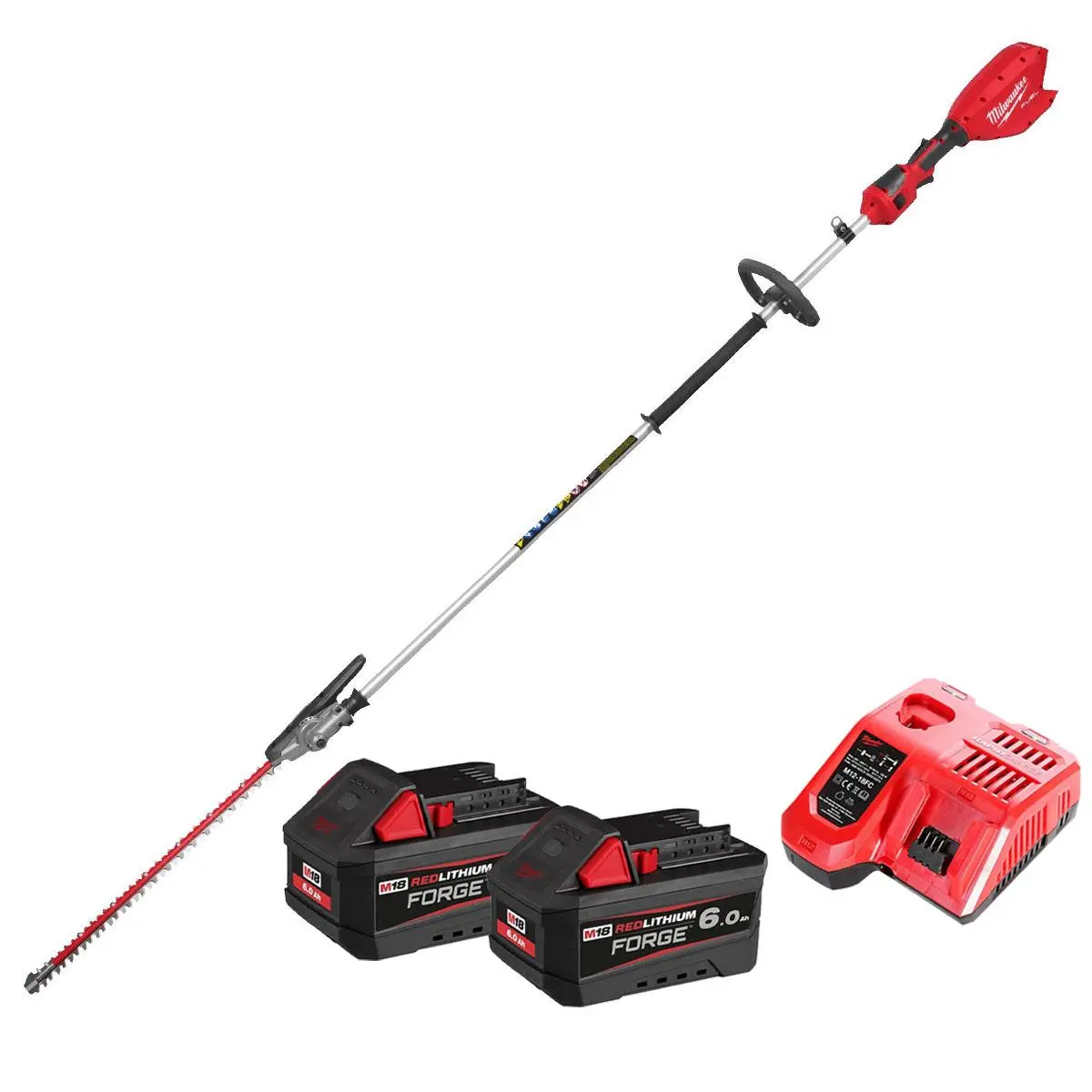 Milwaukee M18fhete27-0 M18 18V Brushless Pole Hedge Trimmer With 2 X 6.0Ah Batteries & Charger 1