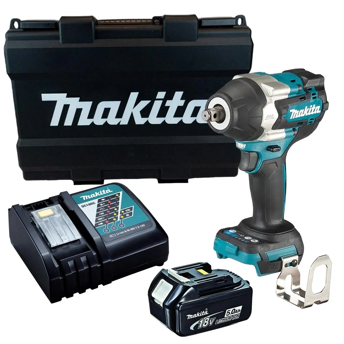 Makita Dtw700rt 18V Lxt Brushless 1/2" Impact Wrench With 1 X 5.0Ah Battery, Charger & Case 1