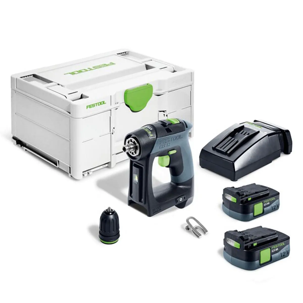 Festool Cxs 12 2,5-Plus Gb 12V Brushless Drill Driver With 2 X 2.5Ah Batteries, Charger & Case - 576866 1