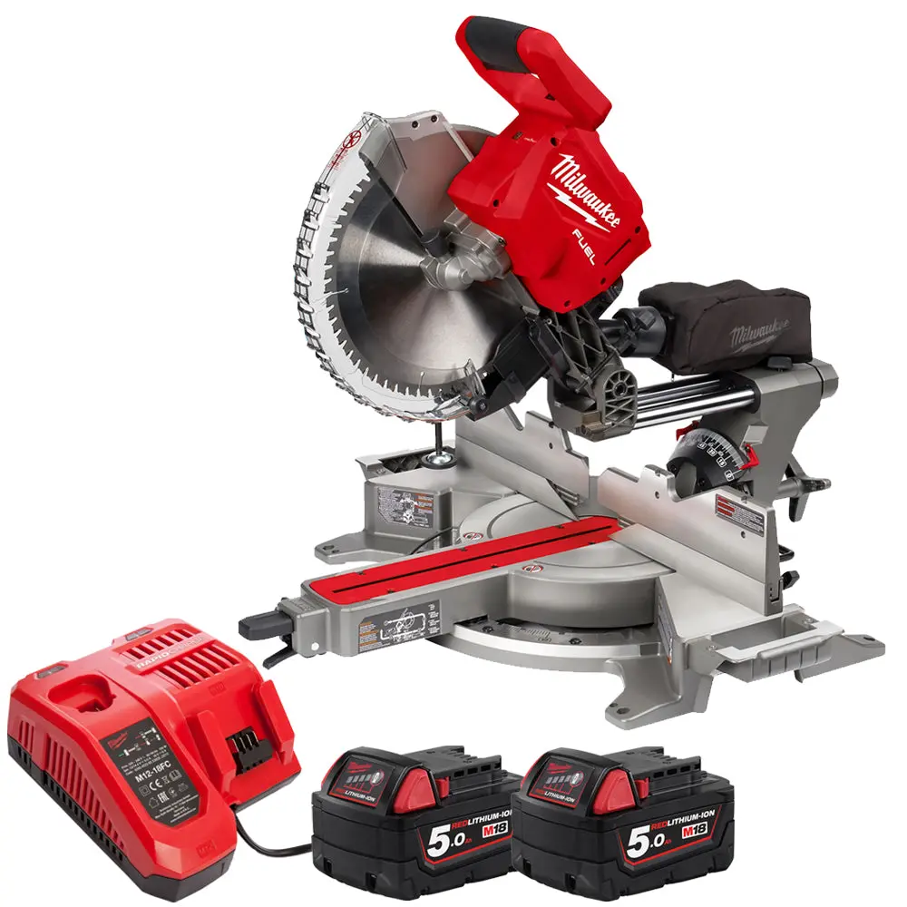 Milwaukee M18fms305-0 18V 305Mm Fuel Brushless Mitre Saw With 2 X 5.0Ah Batteries & Charger 1