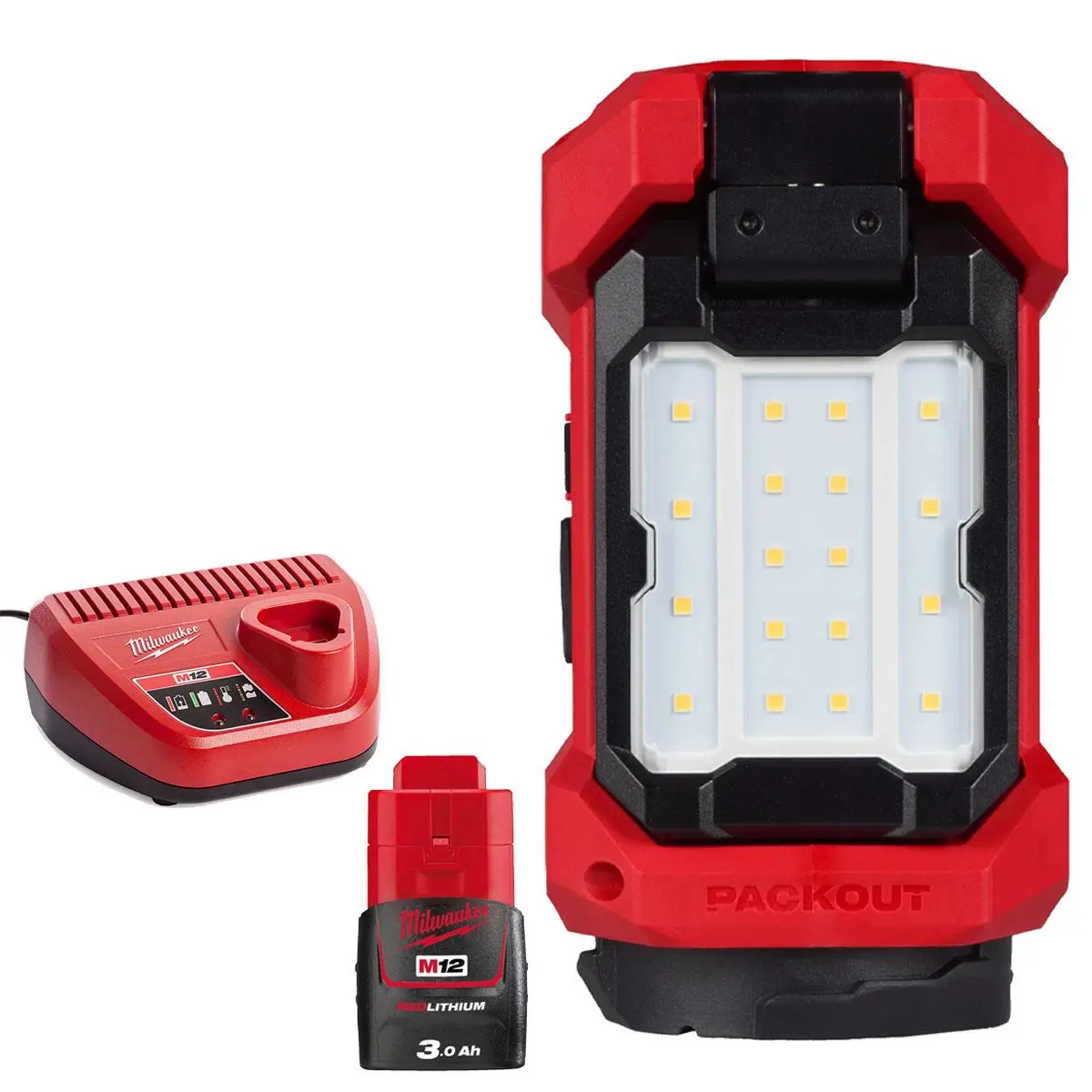 Milwaukee M12alip-0 12V Single Cleat Packout Task Light With 1 X 3.0Ah Battery & Charger 1