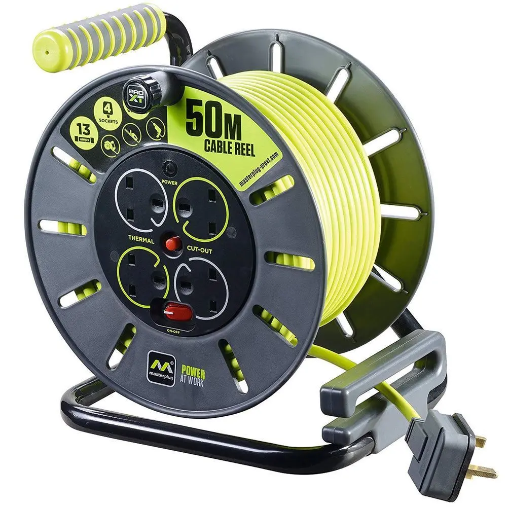 Masterplug Pro-Xt Open Cable Reel 13A 4-Socket 50M 240V Olu50134sl-Px 1