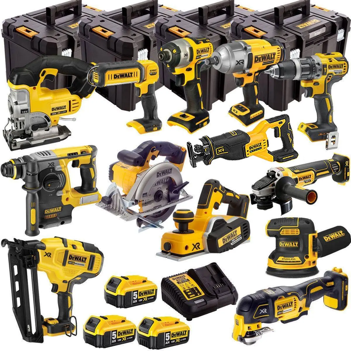 Dewalt 18V 13 Piece Power Tool Kit With 3 X 5.0Ah Batteries T4tkit-4823 1