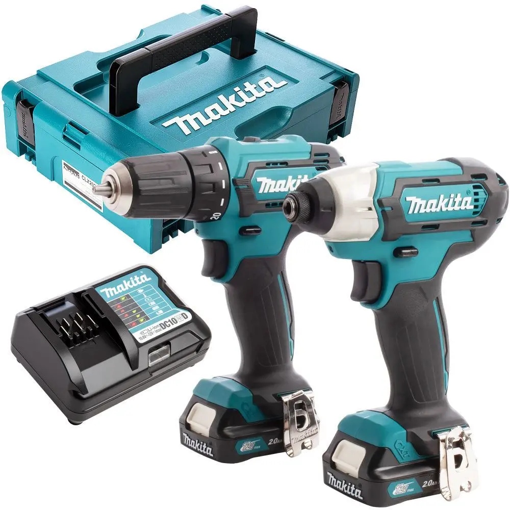 Makita Clx224aj 12V Max Cxt 2 Piece Cordless Kit With 2 X 2.0Ah Batteries & Charger In Case 1