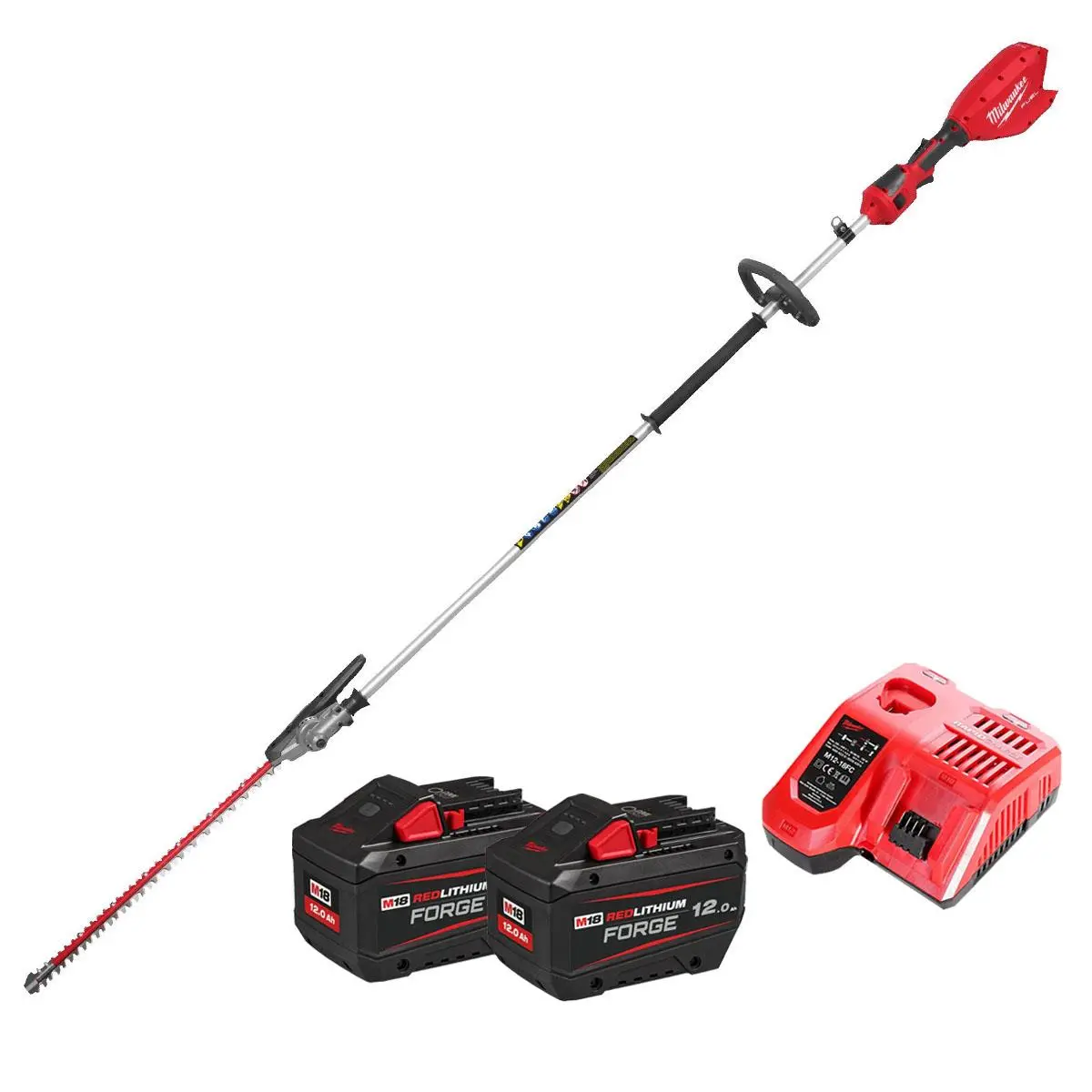 Milwaukee M18fhete27-0 M18 18V Brushless Pole Hedge Trimmer With 2 X 12.0Ah Battery & Charger 1