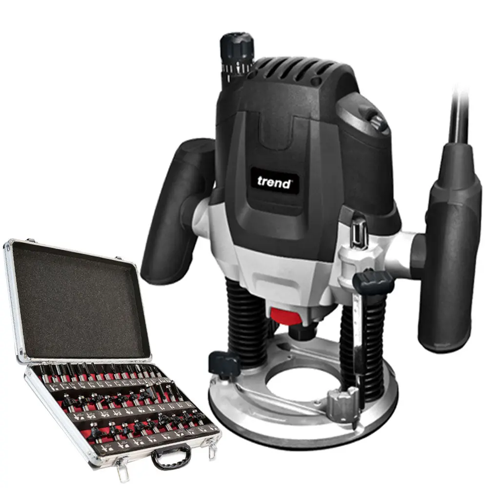 Trend T7ek Plunge Router With 35 Piece Router Cutter Set 230V 1