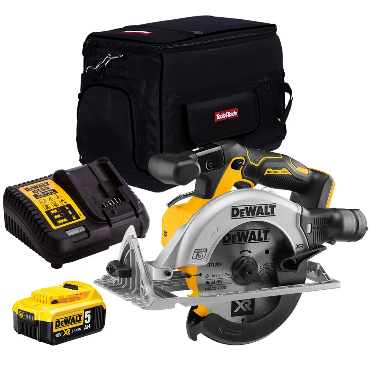 Dewalt Dcs565p1 18V Xr 165Mm Brushless Circular Saw With 1 X 5.0Ah Batteries & Charger In Bag 1
