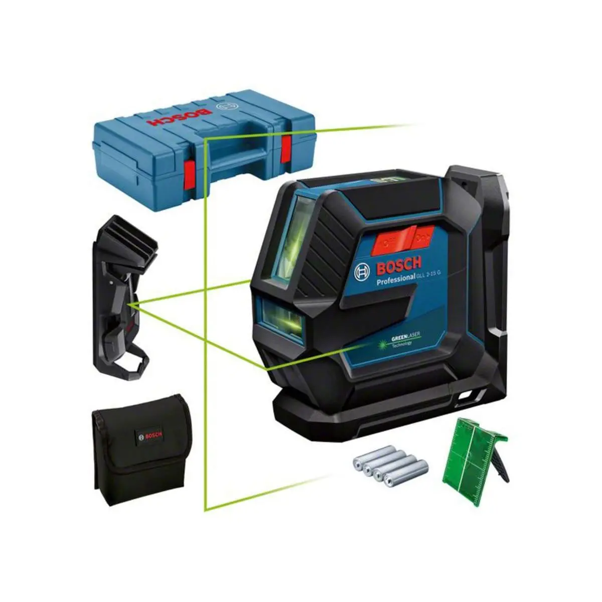 Bosch Gll 2-15 G Professional Accurate Green Line Laser With Universal Mount & Clamp 0601063W02 1