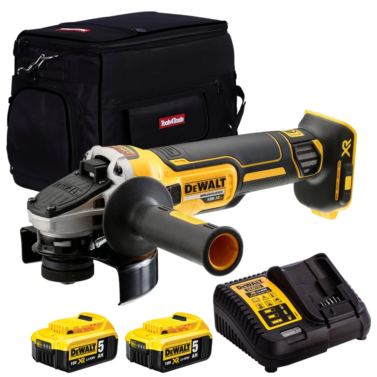 Dewalt Dcg405p2b 18V Li-Ion 125Mm Brushless Angle Grinder With 2 X 5.0Ah Batteries & Charger 1