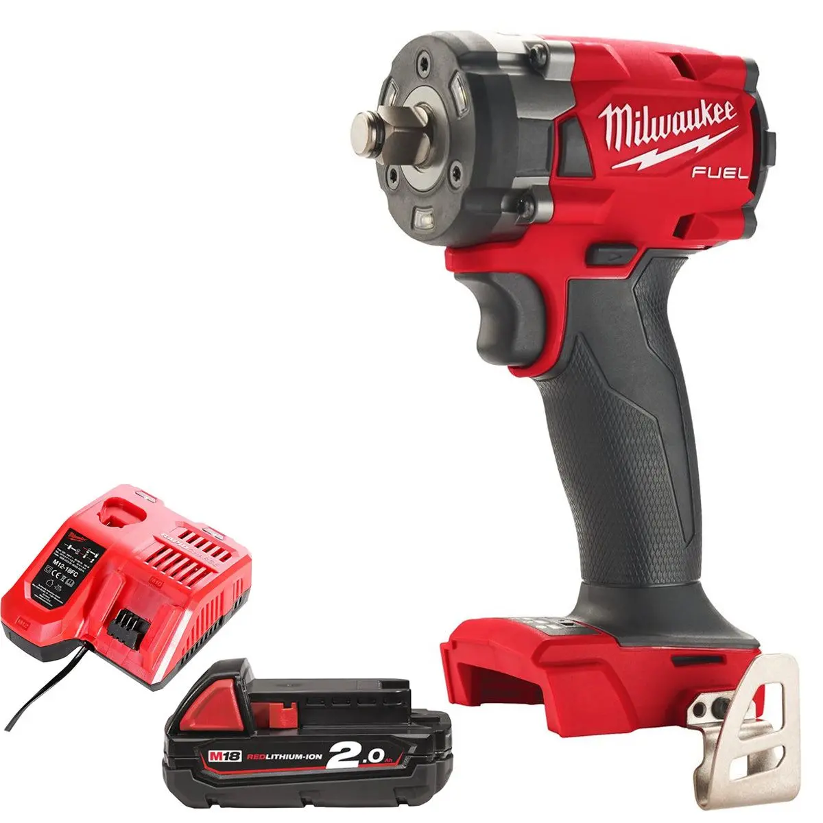 Milwaukee M18fiw2f12-0 18V Brushless 1/2" Impact Wrench With 1 X 2.0Ah Battery & Charger 1