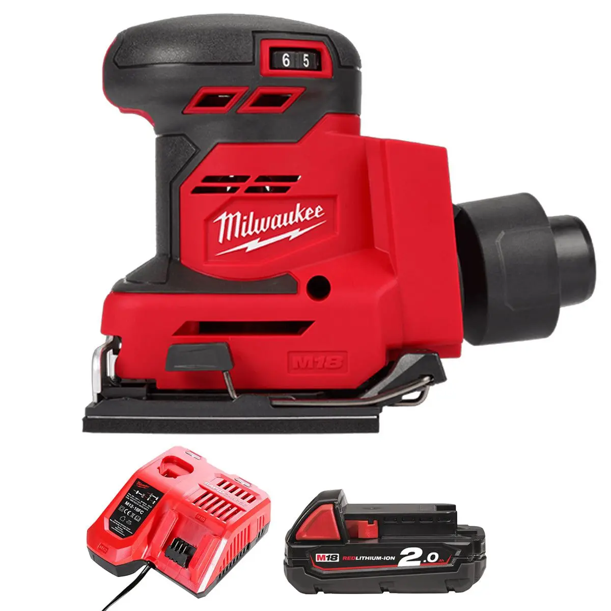 Milwaukee M18bqss-0 18V Sheet Sander With 1 X 2.0Ah Battery & Charger 1