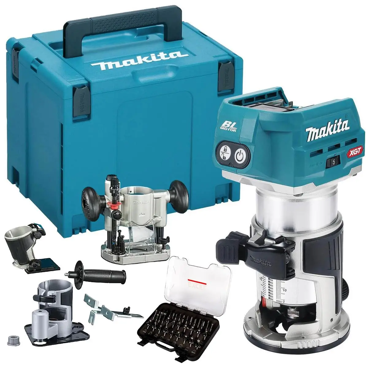 Makita Rt001gz16 40Vmax Xgt Brushless Router Trimmer With 35 Piece Cutter Set 1