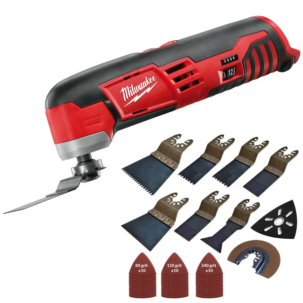 Milwaukee M12c12mt-0 M12 12V Sub Compact Multi-Tool Body With 39 Pieces Accessories Set 1