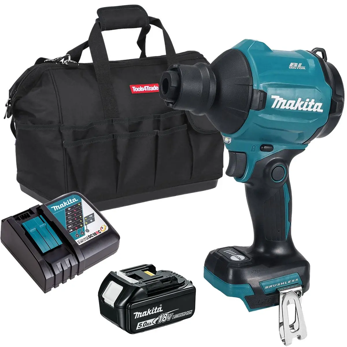 Makita Das180z 18V Lxt Brushless Dust Blower With 1 X 5.0Ah Battery, Charger & Bag 1