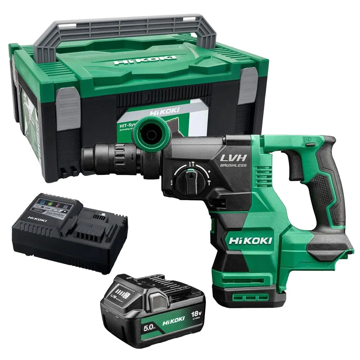 Hikoki Dh1826dcw2z 18V Brushless 3 Mode Sds+ Hammer Drill With 1 X 5.0Ah Battery Charger & Case 1
