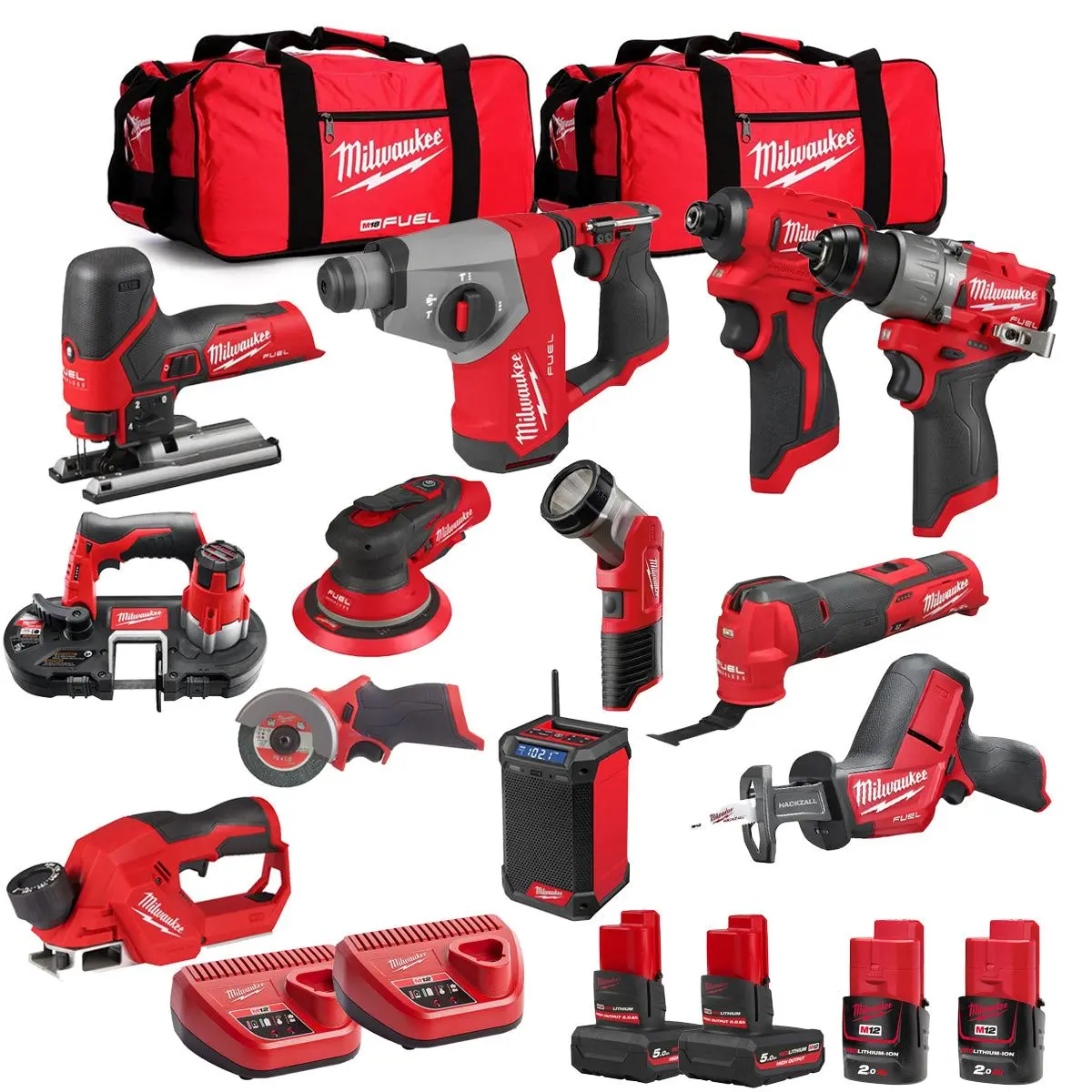 Milwaukee 12V 12 Piece Power Tool Kit With 4 X Batteries T4tkitm - 18491 1