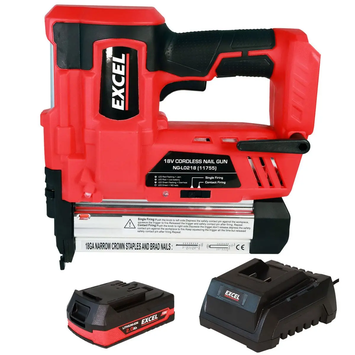 Excel 18V Cordless Second Fix Nailer With 1 X 2.0Ah Battery & Charger 1