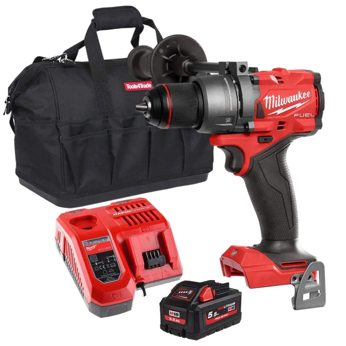 Milwaukee M18fpd3-0 18V Fuel Brushless Combi Drill With 1 X 5.5Ah Battery Charger & Bag 1