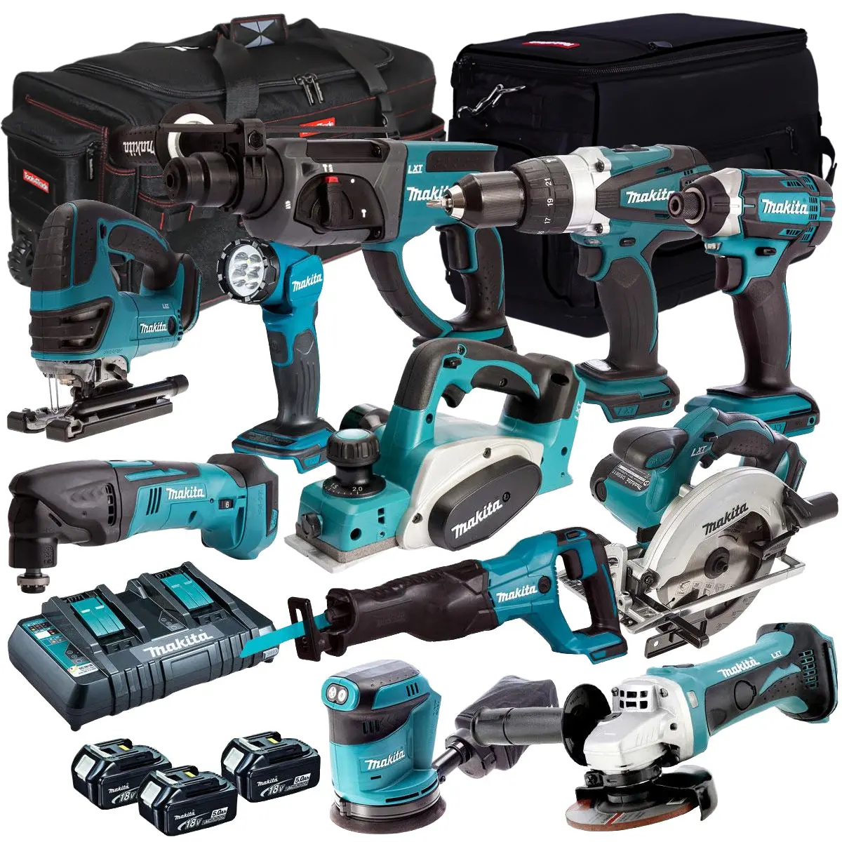 Makita 18V 11 Piece Power Tool Kit With 3 X 5.0Ah Battery & Charger T4tkit-750 1