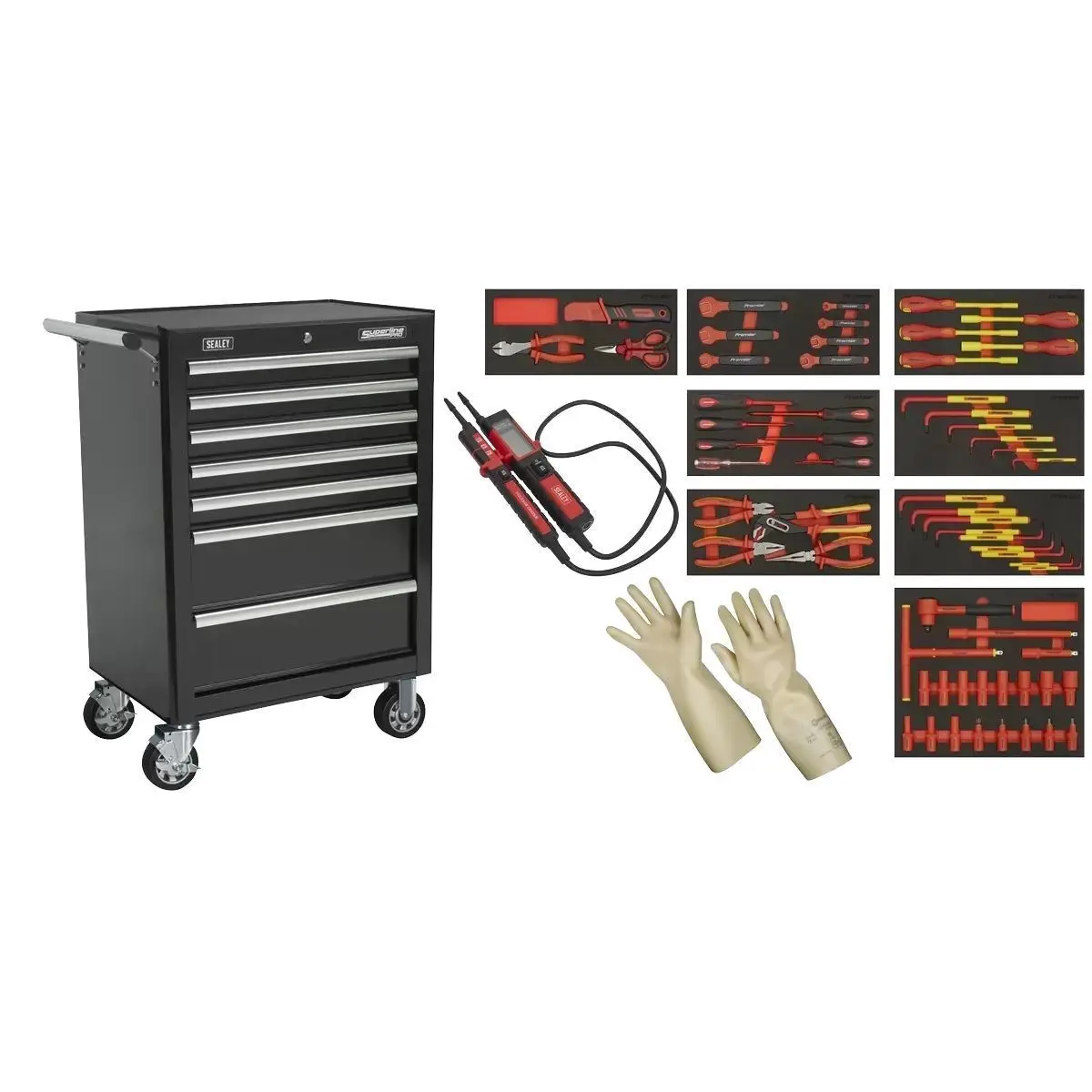 Sealey Tbtecombo2 63Pc Insulated Tool Kit With 7 Drawer Roll Cab 1