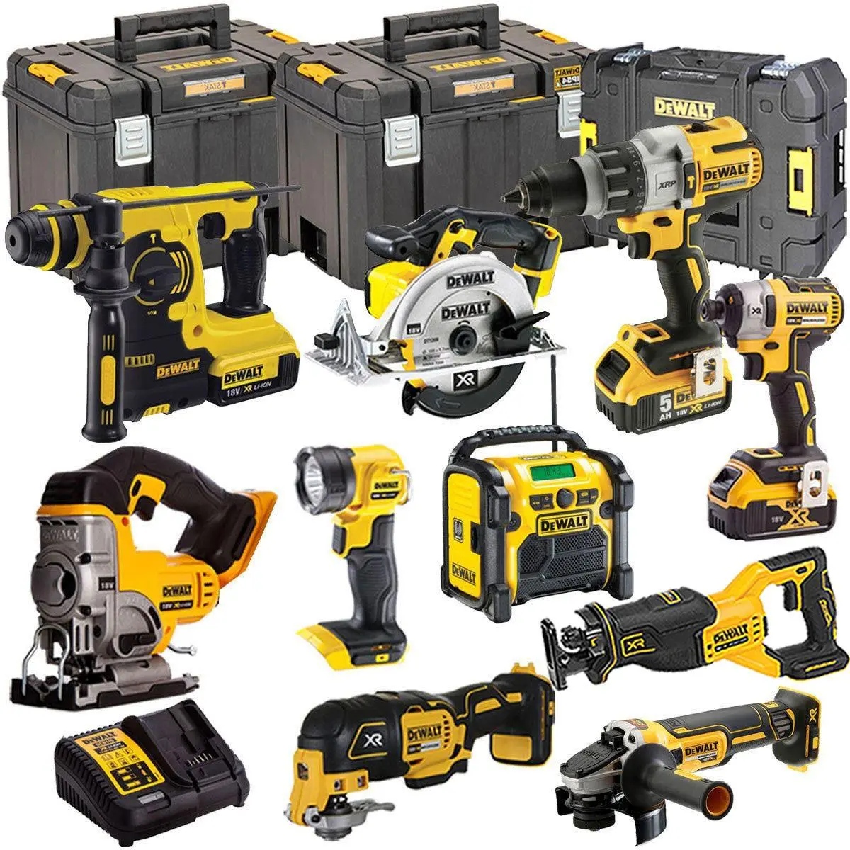 Dewalt 18V Xr 10 Piece Power Tool Kit 3 X 5.0Ah Battery & Charger T4tkit-6599 1