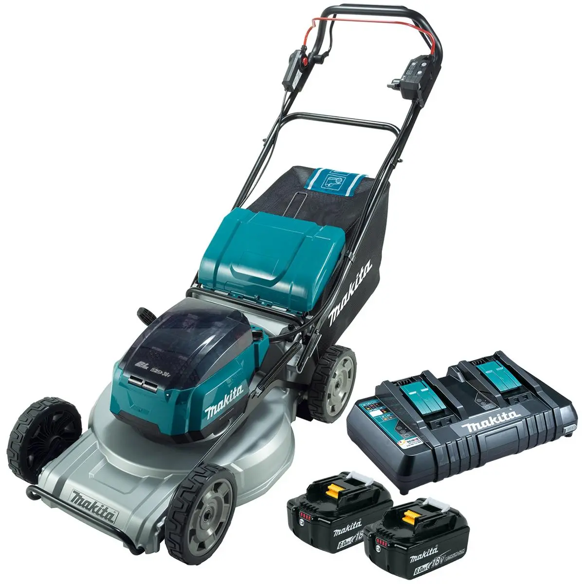 Makita Dlm533pg2 36V Lxt Brushless Lawn Mower With 2 X 6.0Ah Battery & Charger 1
