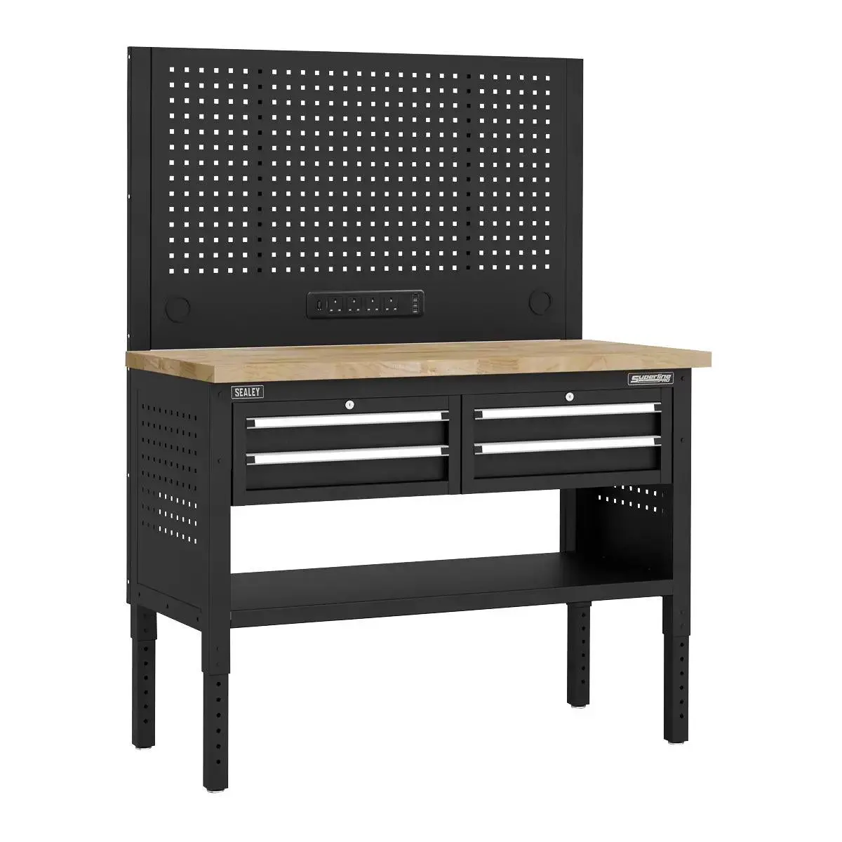 Sealey Apmwb50combo2w Superline Pro Modular Workbench With 4 Drawers Wooden Worktop 1265Mm 1