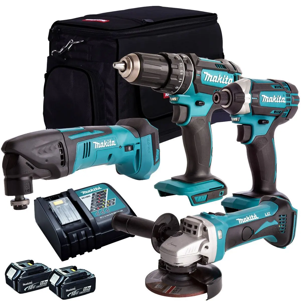 Makita T4t4051tj 18V 4 Piece Power Tool Kit With 2 X 5.0Ah Battery Charger & Bag 1