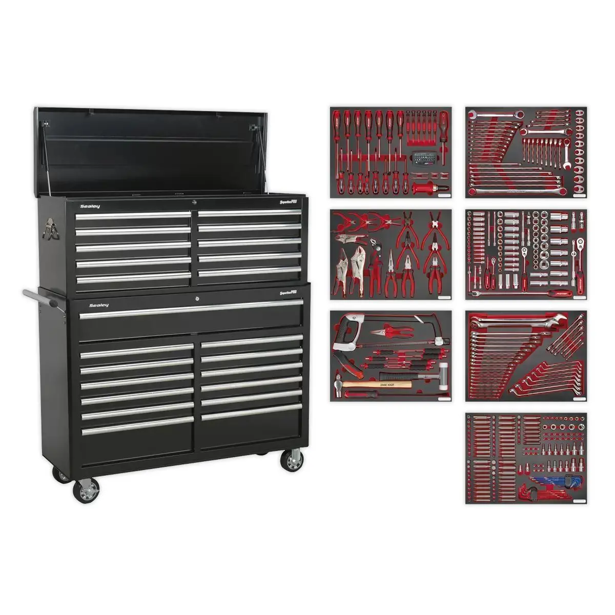 Sealey Tbtpbcombo4 Black Tool Chest Combination 23 Drawer 446Pc 1