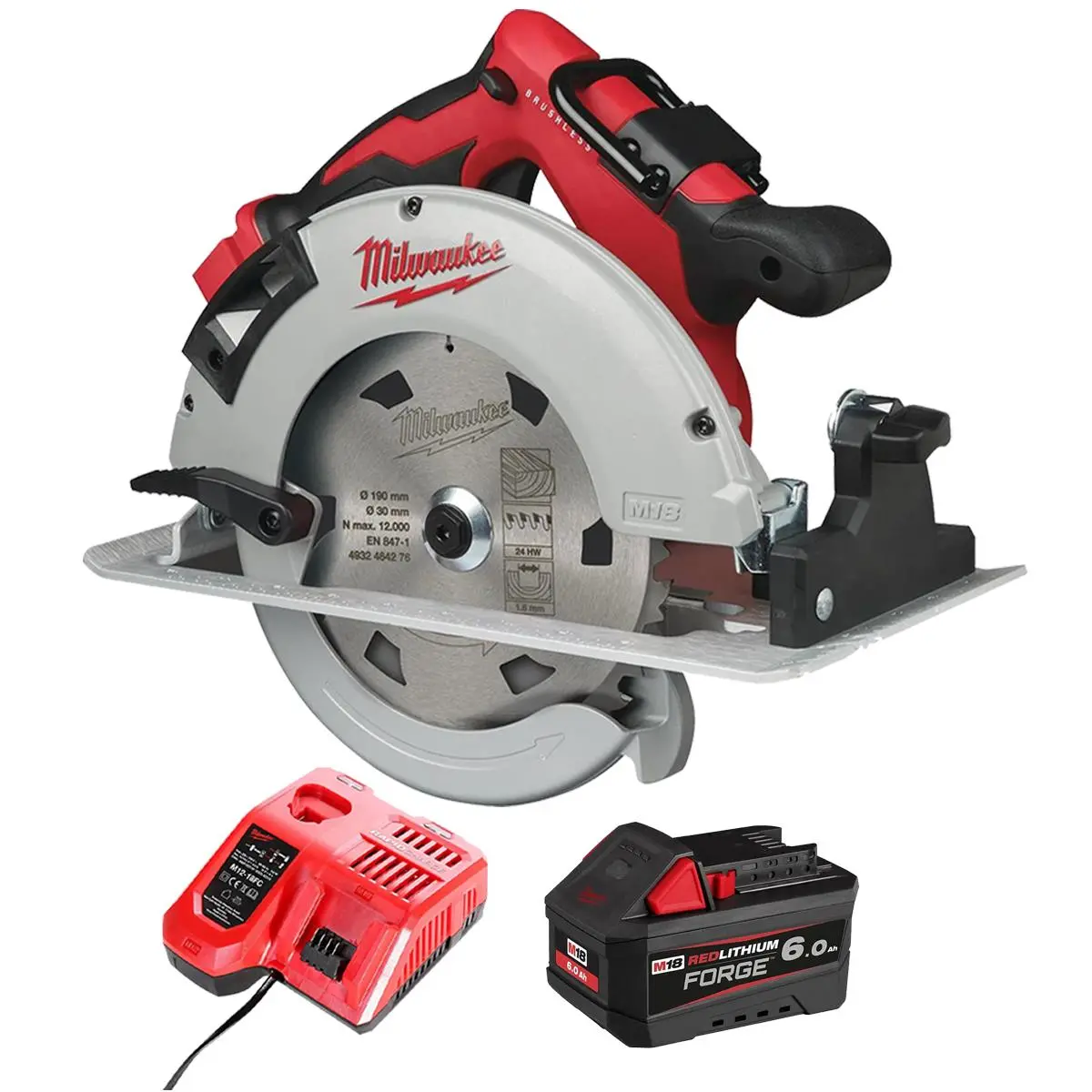 Milwaukee M18blcs66-0 18V Brushless 190Mm Circular Saw With 1 X 6.0Ah Battery & Charger 1
