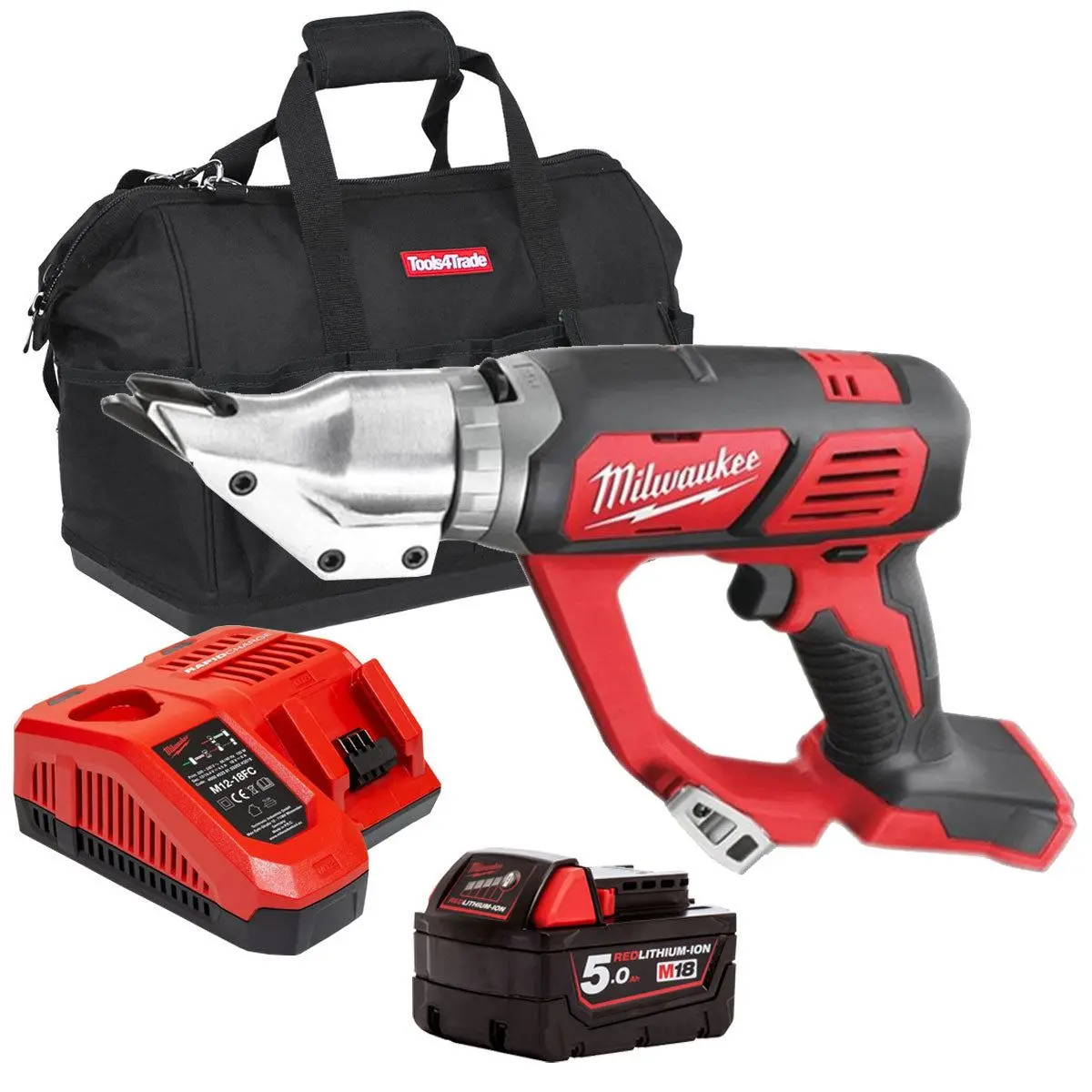 Milwaukee M18bms12-0 18V 1.2Mm Metal Shear With 1 X 5.0Ah Battery Charger & Bag 1