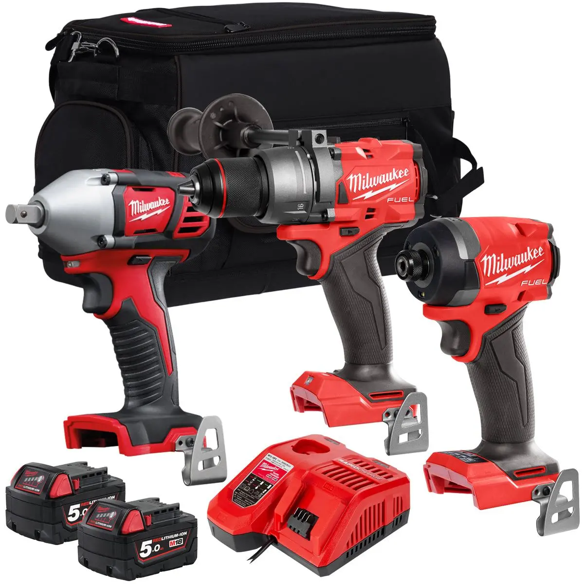 Milwaukee 18V 3 Piece Power Tool Kit With 2 X 5.0Ah Batteries T4tkitm-109 1