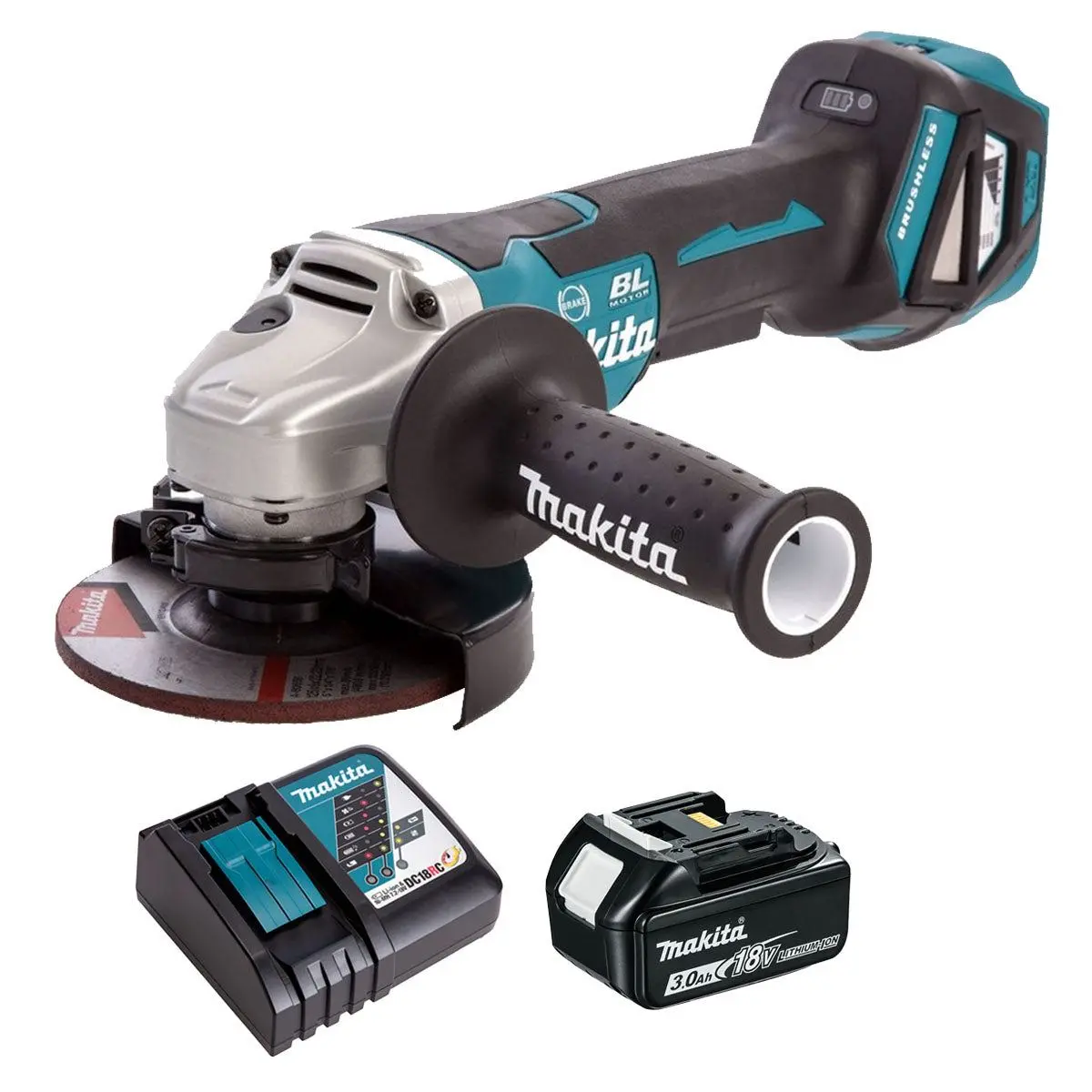 Makita Dga517z 18V Lxt Brushless 125Mm Angle Grinder With 1 X 3.0Ah Battery & Charger 1