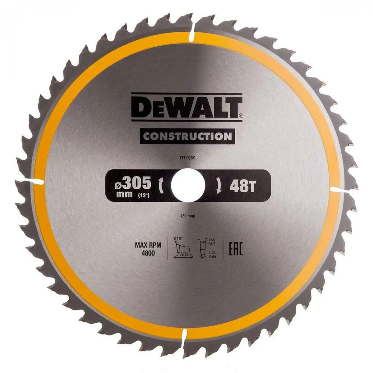 Dewalt Dt1959-Qz 305Mm Construction Circular Saw Blade 48T 1
