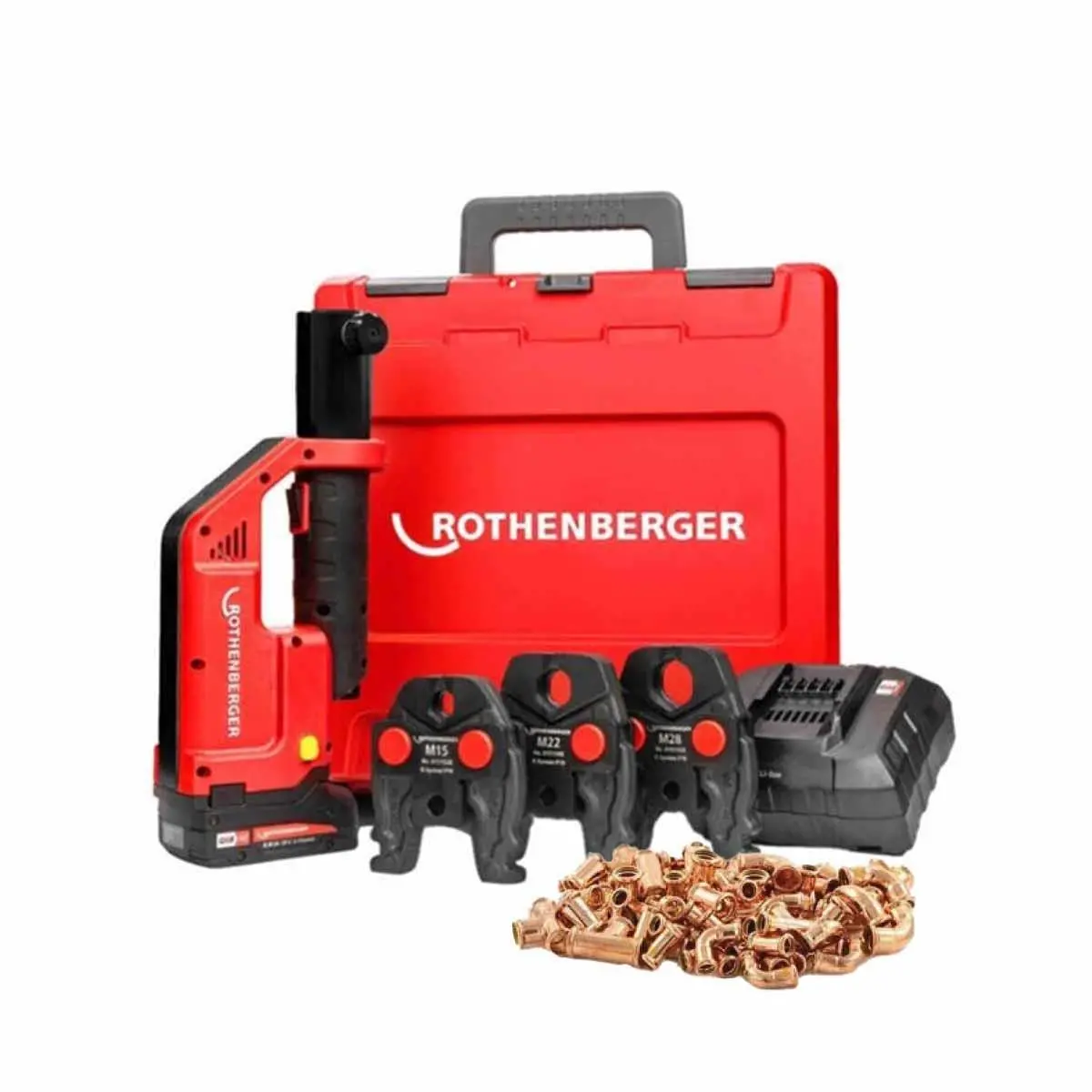 Rothenberger Romax Compact3 18V Press Jaw Set M15-22-28Mm With 2.0Ah Battery & Charger 1000005191 1