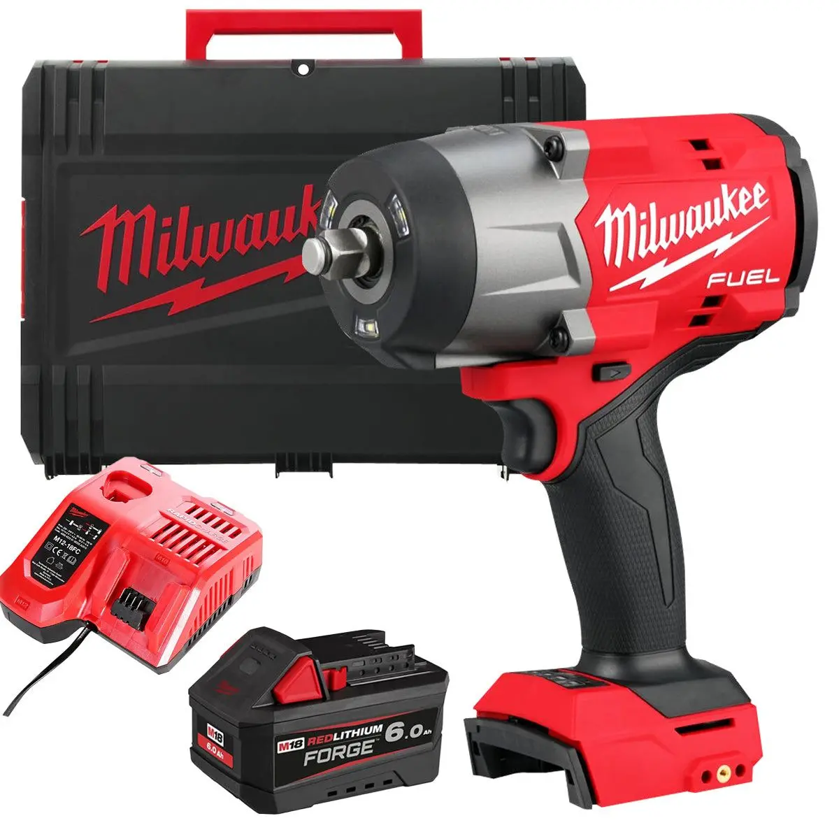 Milwaukee M18fhiw2f12-0X 18V Fuel Brushless 1/2" Impact Wrench With 1 X 6.0Ah Battery Charger & Case 1