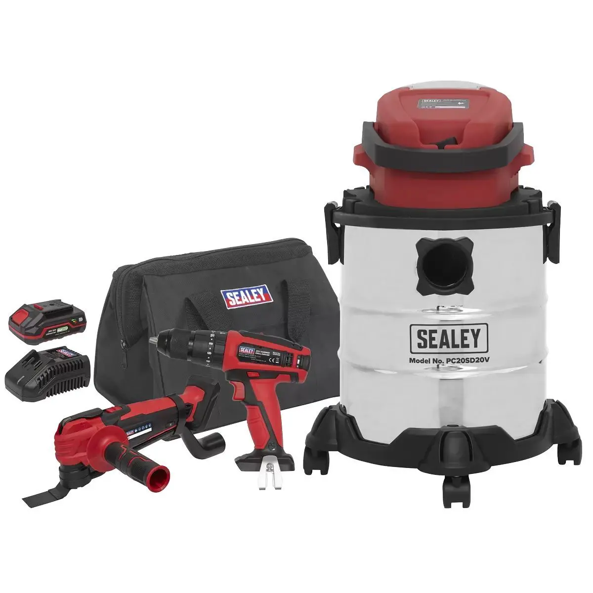 Sealey Cp20vcombo5 3 Tool Vac Combo 2 Batteries With Charger 1