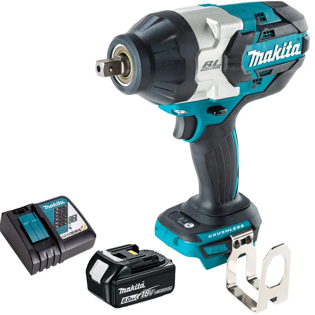 Makita Dtw1004z 18V Brushless 1/2" Impact Wrench With 1 X 6.0Ah Battery & Charger 1