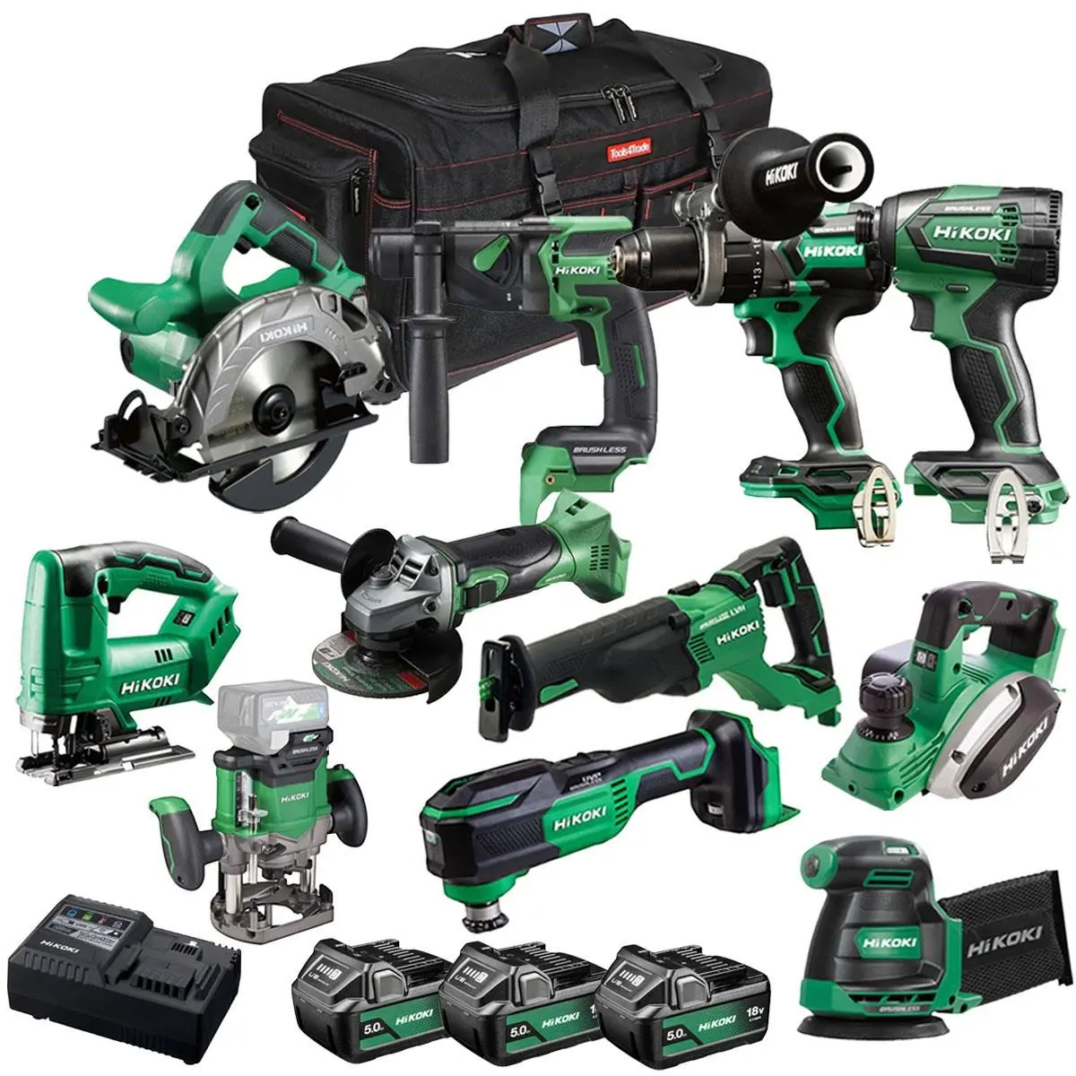 Hikoki 18V 11 Piece Power Tool Combo Kit With 3 X 5.0Ah Battery & Charger T4tkit-27290 1