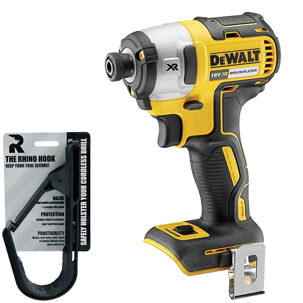 Dewalt Dcf887n 18V Li-Ion Brushless Impact Driver Body With Rhino Hook Tool Belt 1
