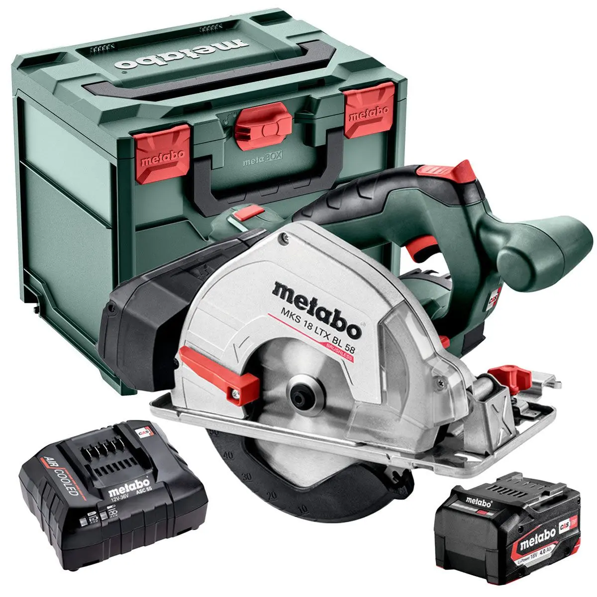 Metabo Mks 18 Ltx Bl 58 18V Brushless 165Mm Circular Saw With 1 X 4.0Ah Battery Charger & Metabox 1