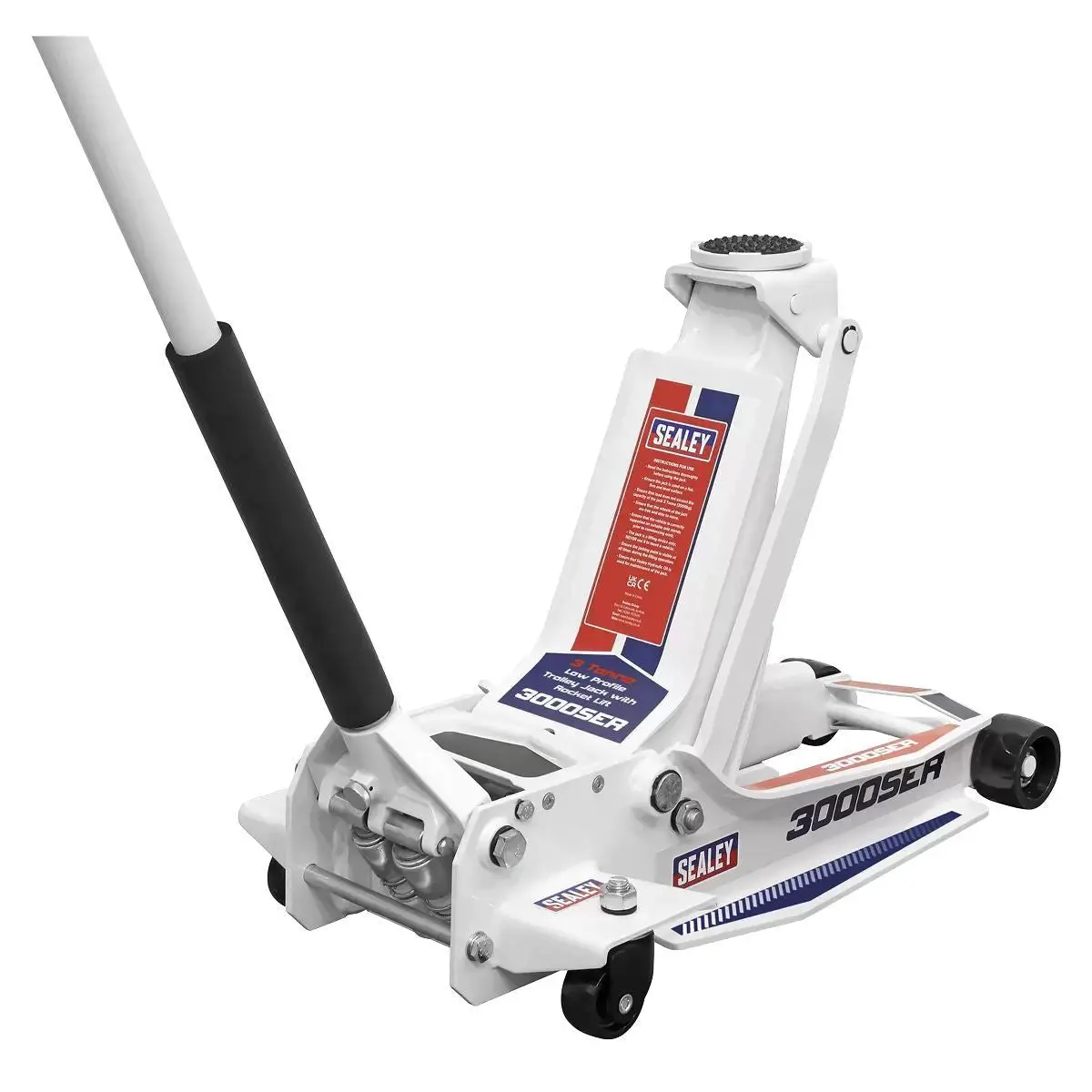 Sealey 3000Ser Trolley Jack 3 Tonne Low Profile Rocket Lift 1