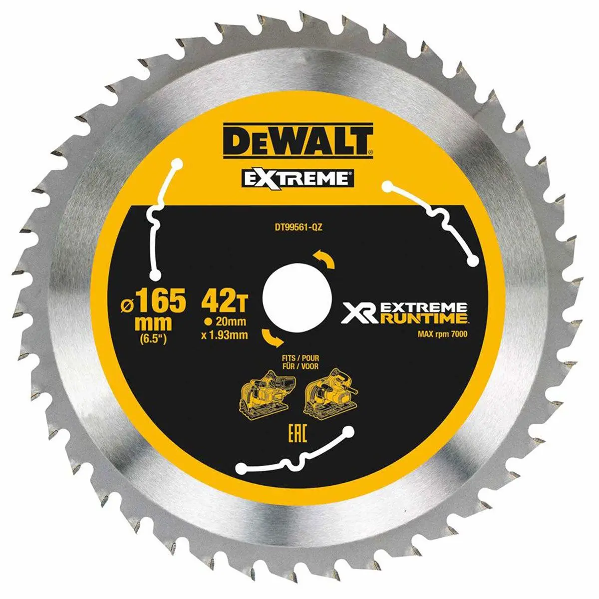 Dewalt Dt99561-Qz 165Mm 42T Extreme Runtime Circular Saw Blade 1