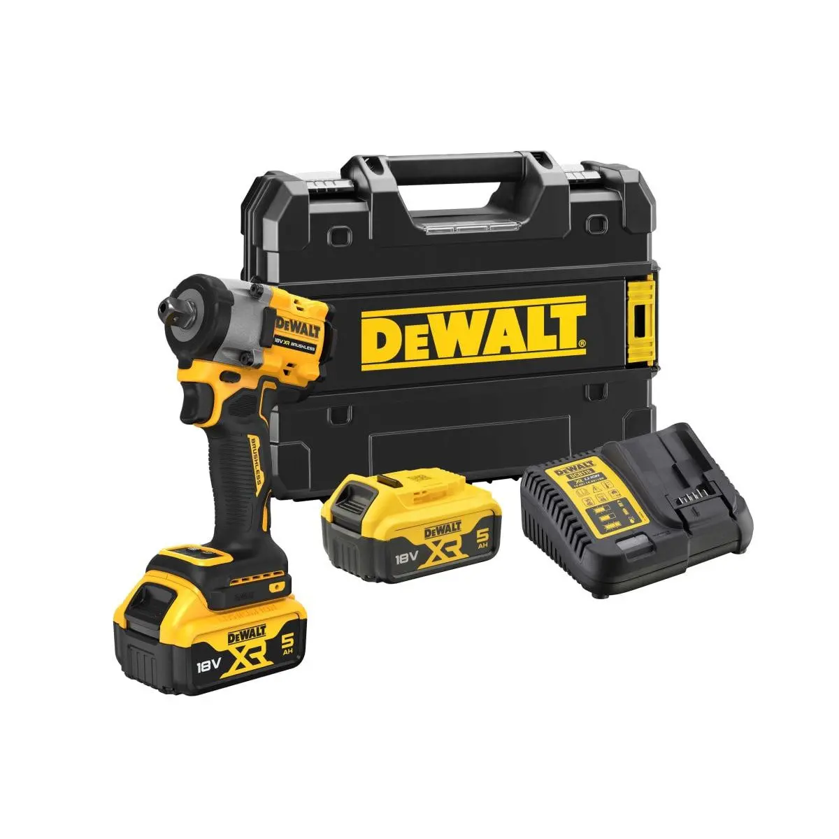 Dewalt Dcf922p2t 18V Xr Brushless 1/2" Impact Wrench With 2 X 5.0Ah Batteries Charger & Kitbox 1