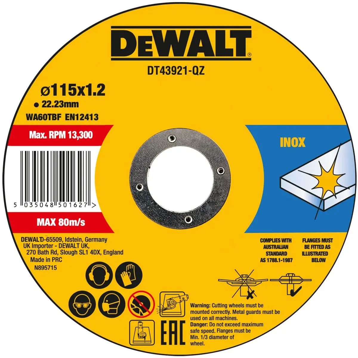 Dewalt Dt43921-Qz 115Mm High Performance Thin Cutting Disc Pack Of 10 1