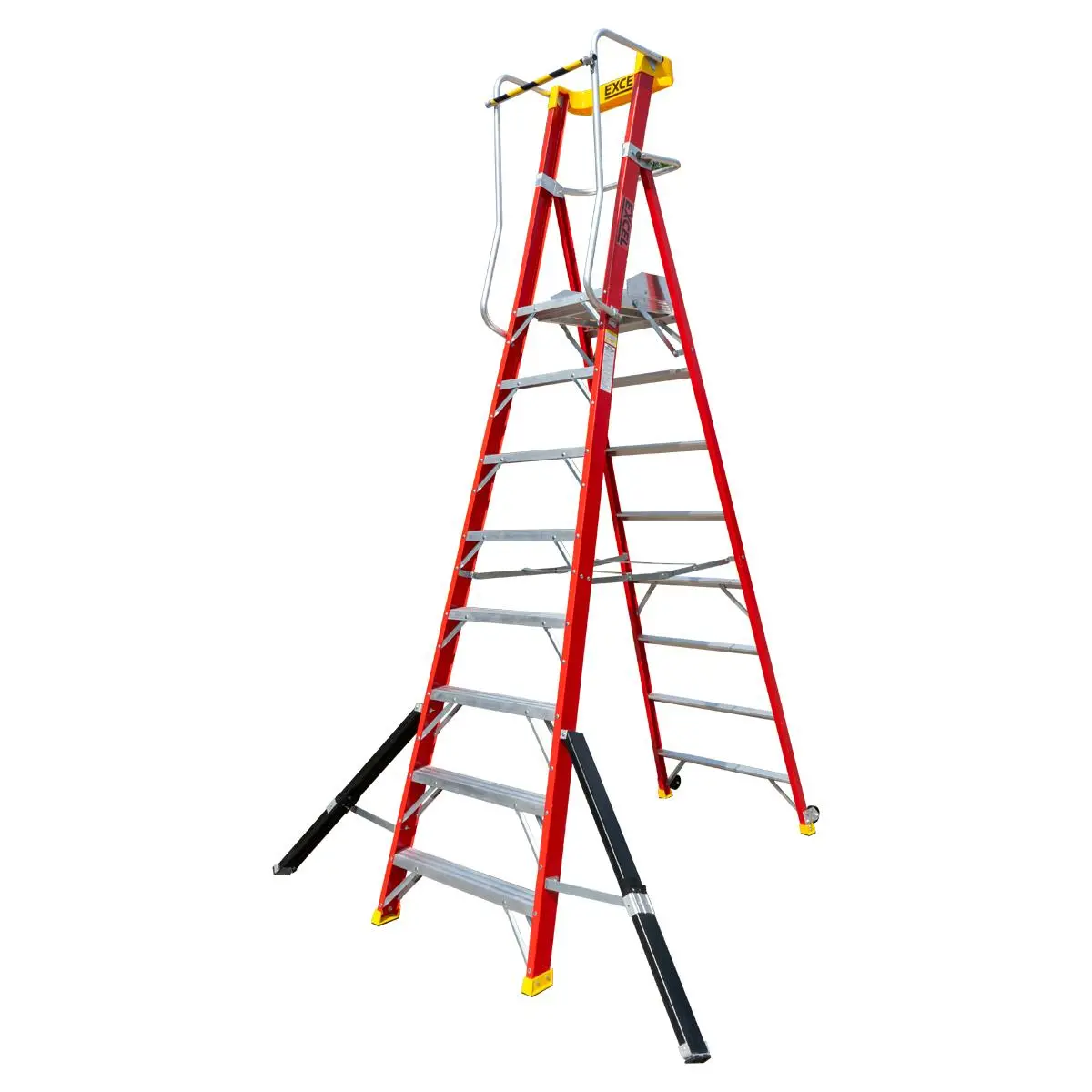 Excel Electricians Fibreglass Podium Step Ladder 8 Tread 3.18M En131-7 1