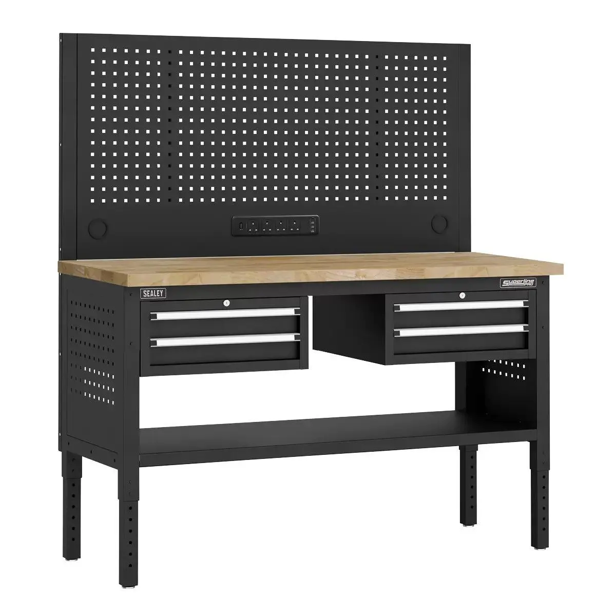 Sealey Apmwb60combo3w Superline Pro Modular Workbench With 4 Drawers Wooden Worktop 1525Mm 1