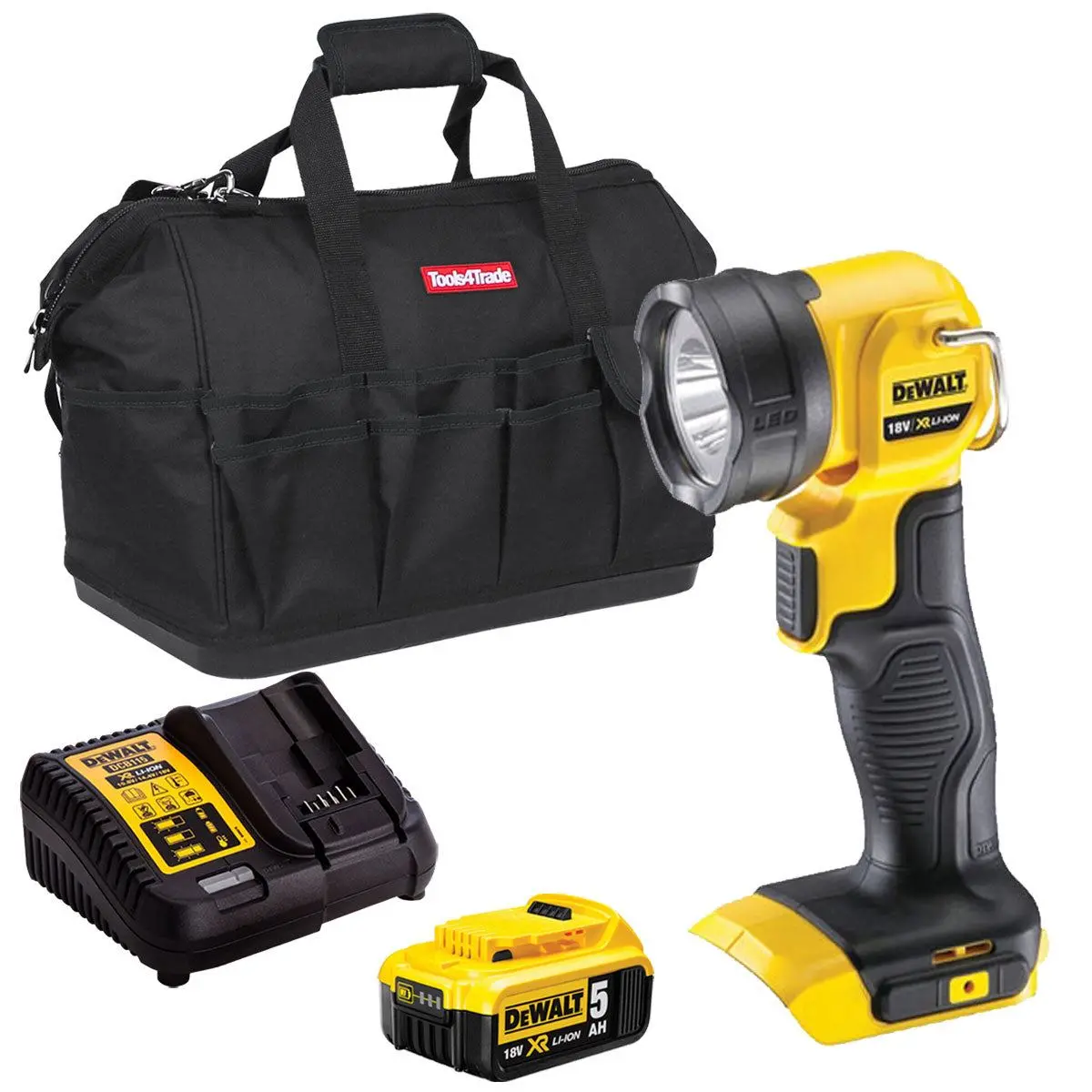 Dewalt Dcl040n 18V Cordless Work Light Torch With 1 X 5.0Ah Battery Charger & Bag 1