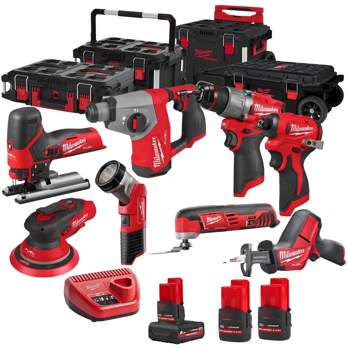 Milwaukee 12V 8 Piece Power Tool Kit With 3 X Batteries T4tkitm - 18494 1
